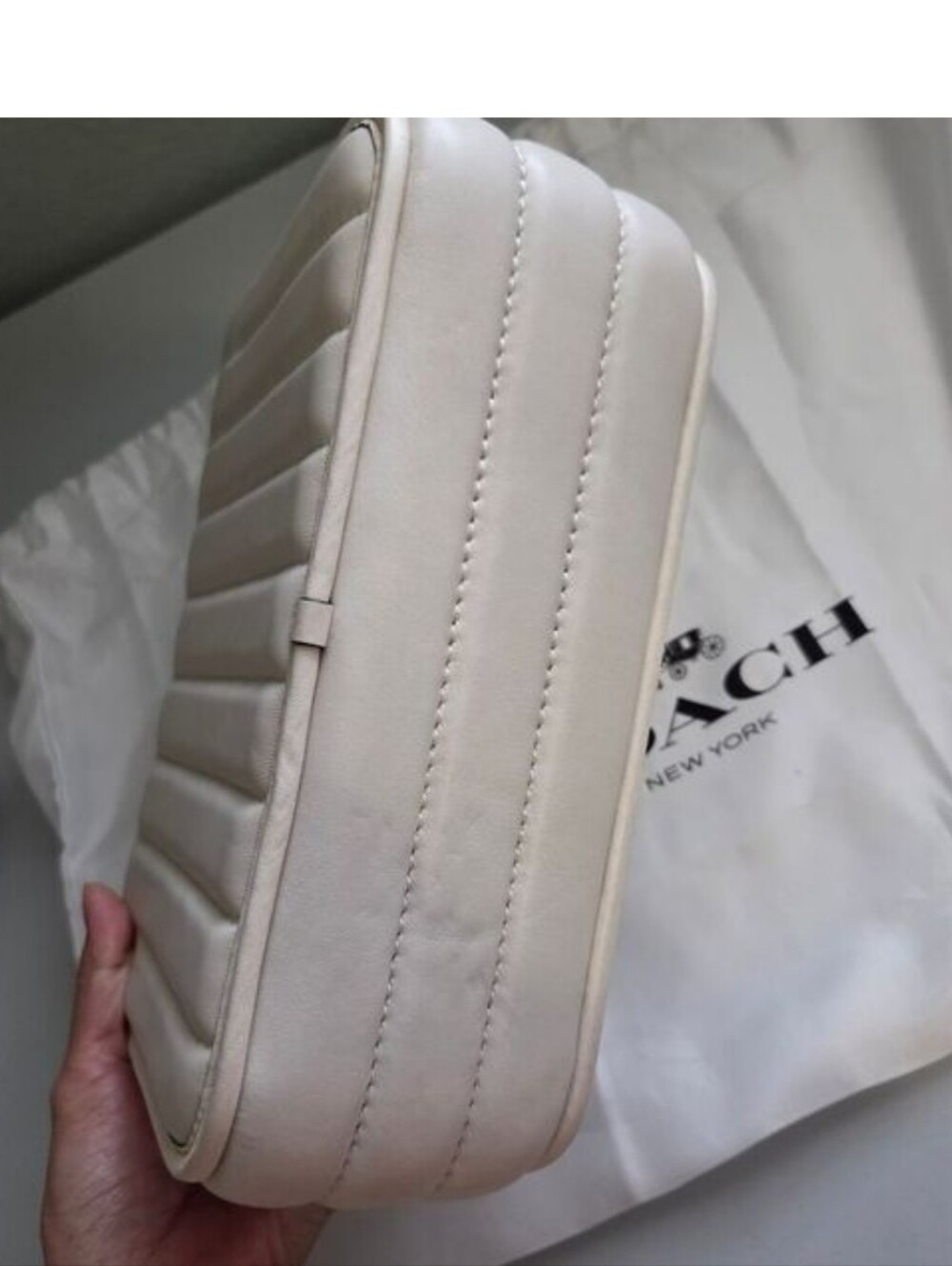 Coach Madison Quilted Leather Shoulder Bag Brass/Chalk - Picture 4 of 7